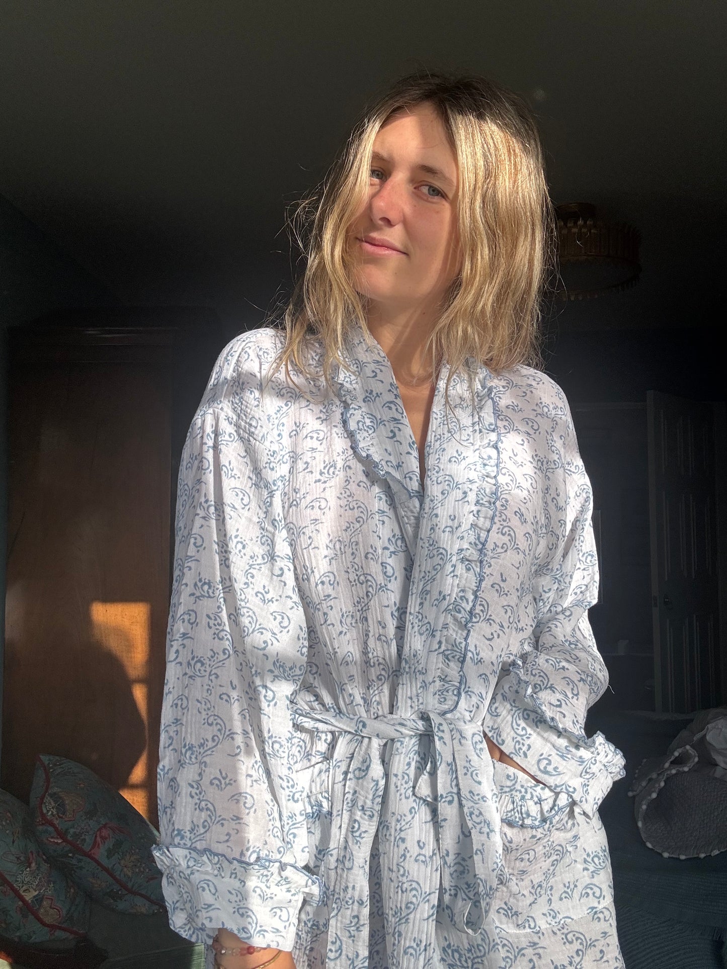 Paisley Blue Muslin Dressing Gown
