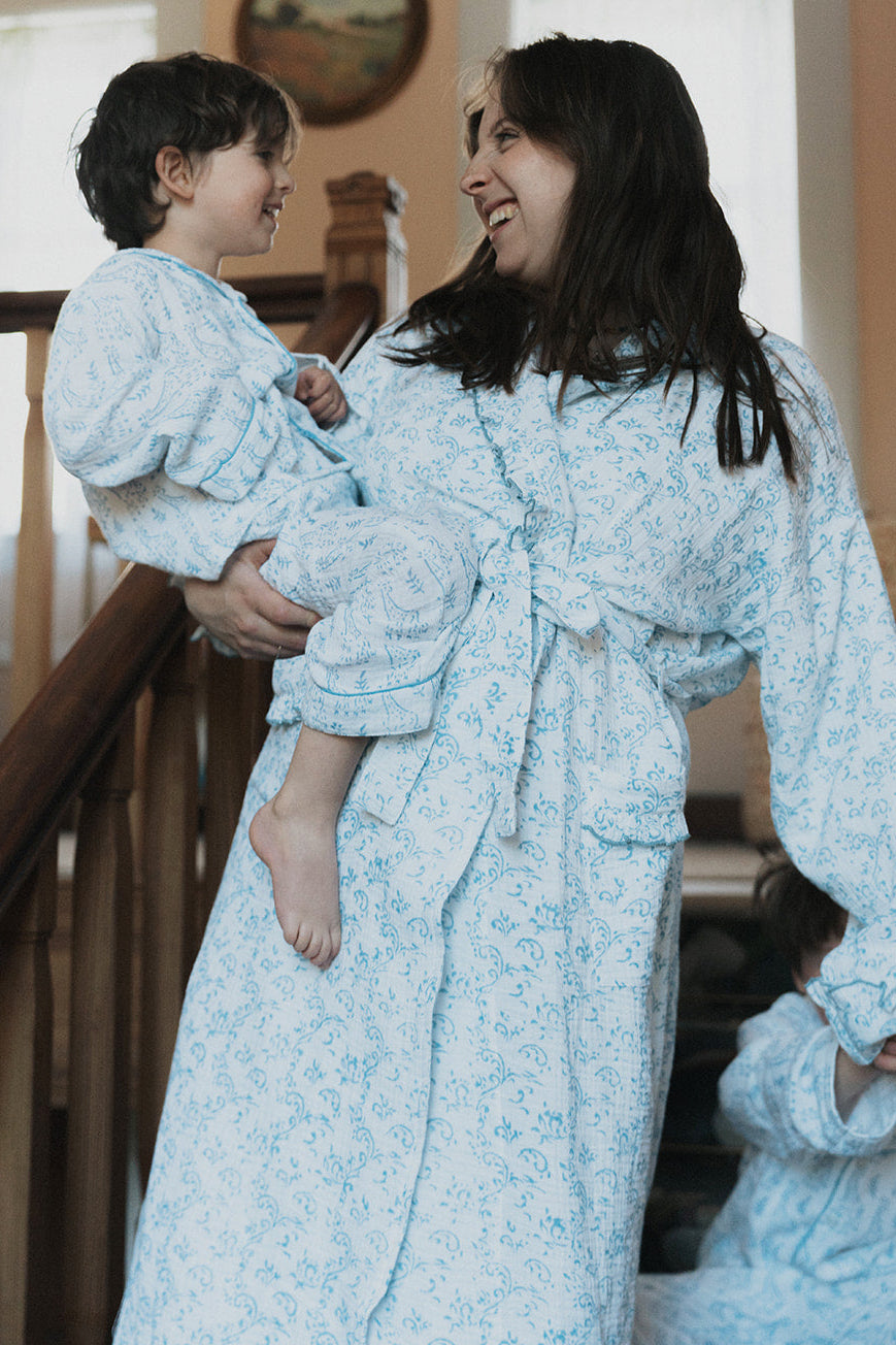 Paisley Blue Muslin Dressing Gown