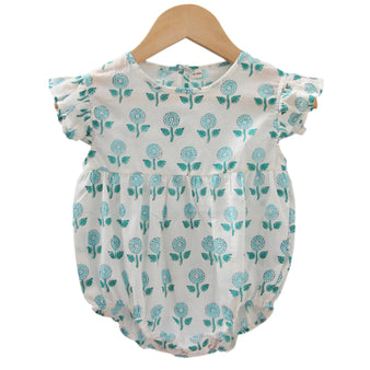 Frilly Bodysuit - Sea Blue Floral