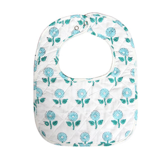 Quilted Bib - Sea Blue Flower