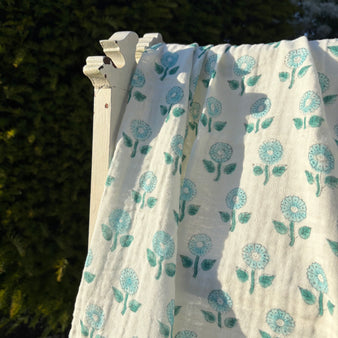 WooWoo Muslin Swaddle - Sea Blue Flower