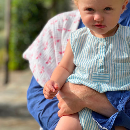 Blue Stripe Romper