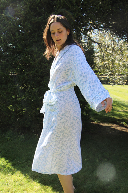 Paisley Blue Muslin Dressing Gown