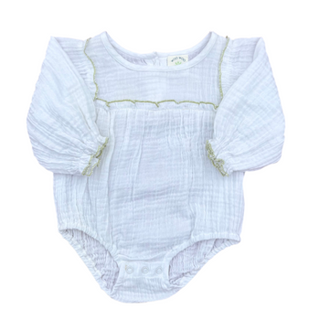 Muslin Cotton - Green Ruffle Romper