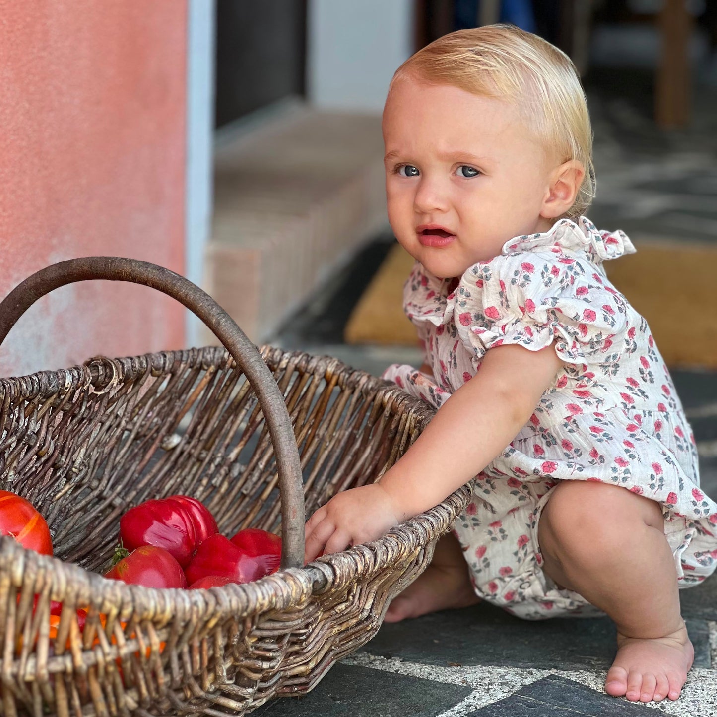 Mara Pink Muslin Romper