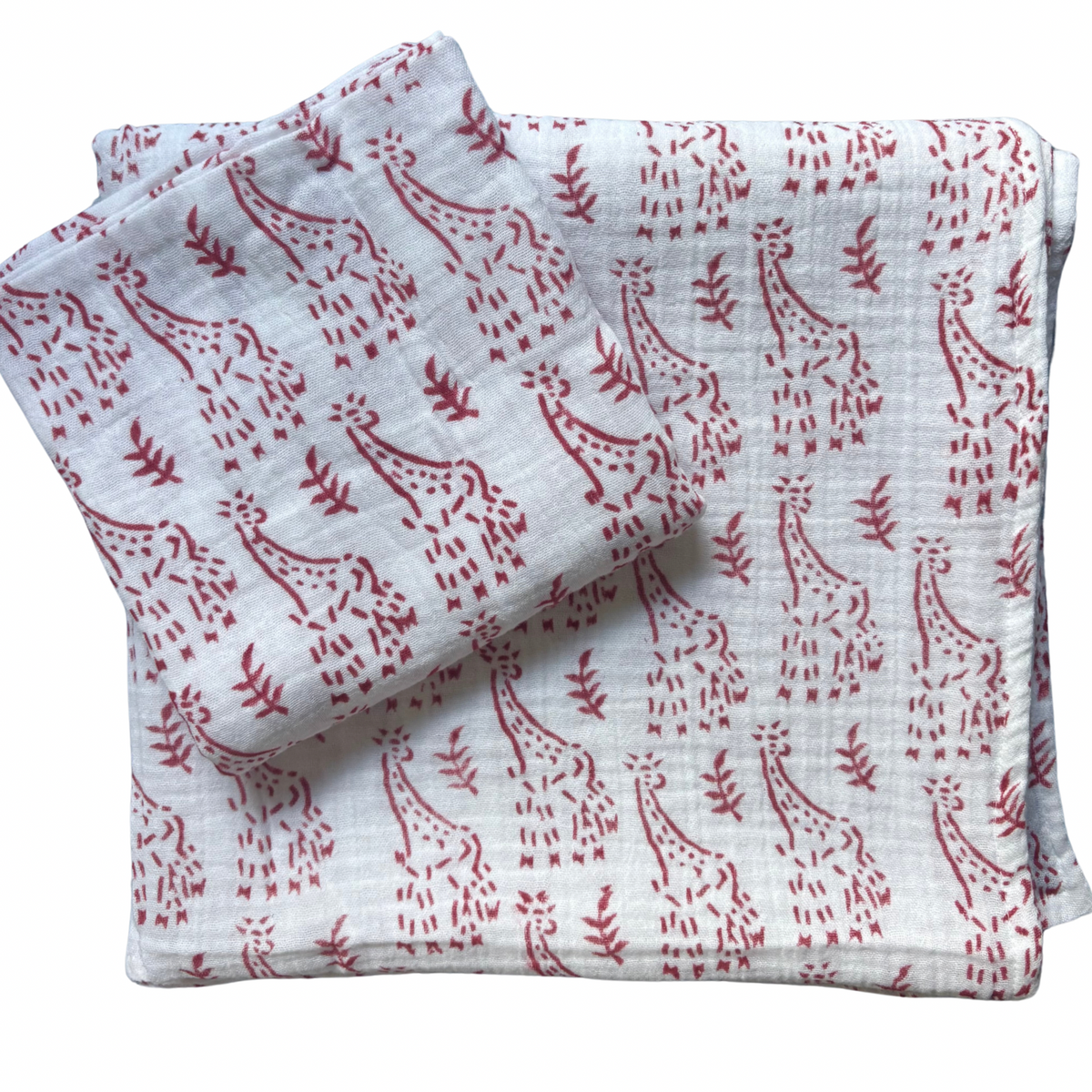 WooWoo Organic Muslin Swaddle - Red Giraffe
