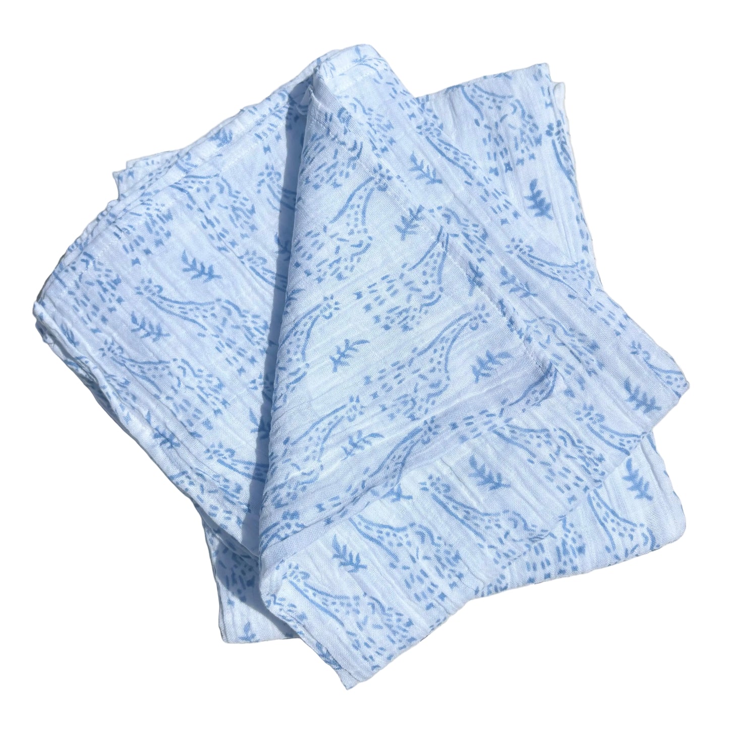 WooWoo Muslin Swaddle - Blue Giraffe