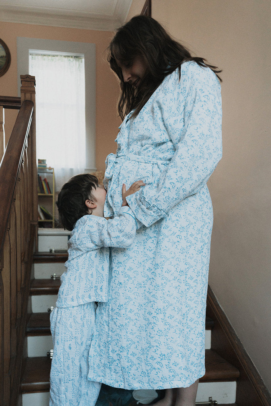 Paisley Blue Muslin Dressing Gown