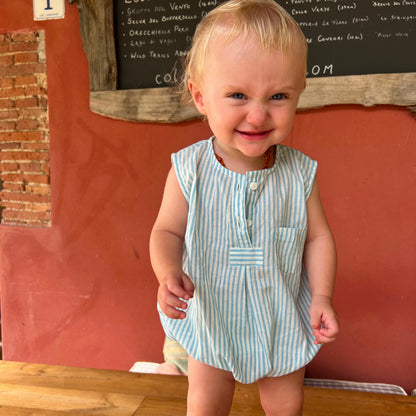 Blue Stripe Romper