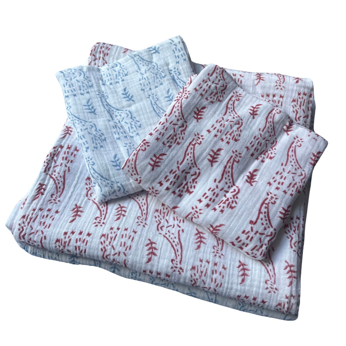 WooWoo Organic Muslin Swaddle - Red Giraffe