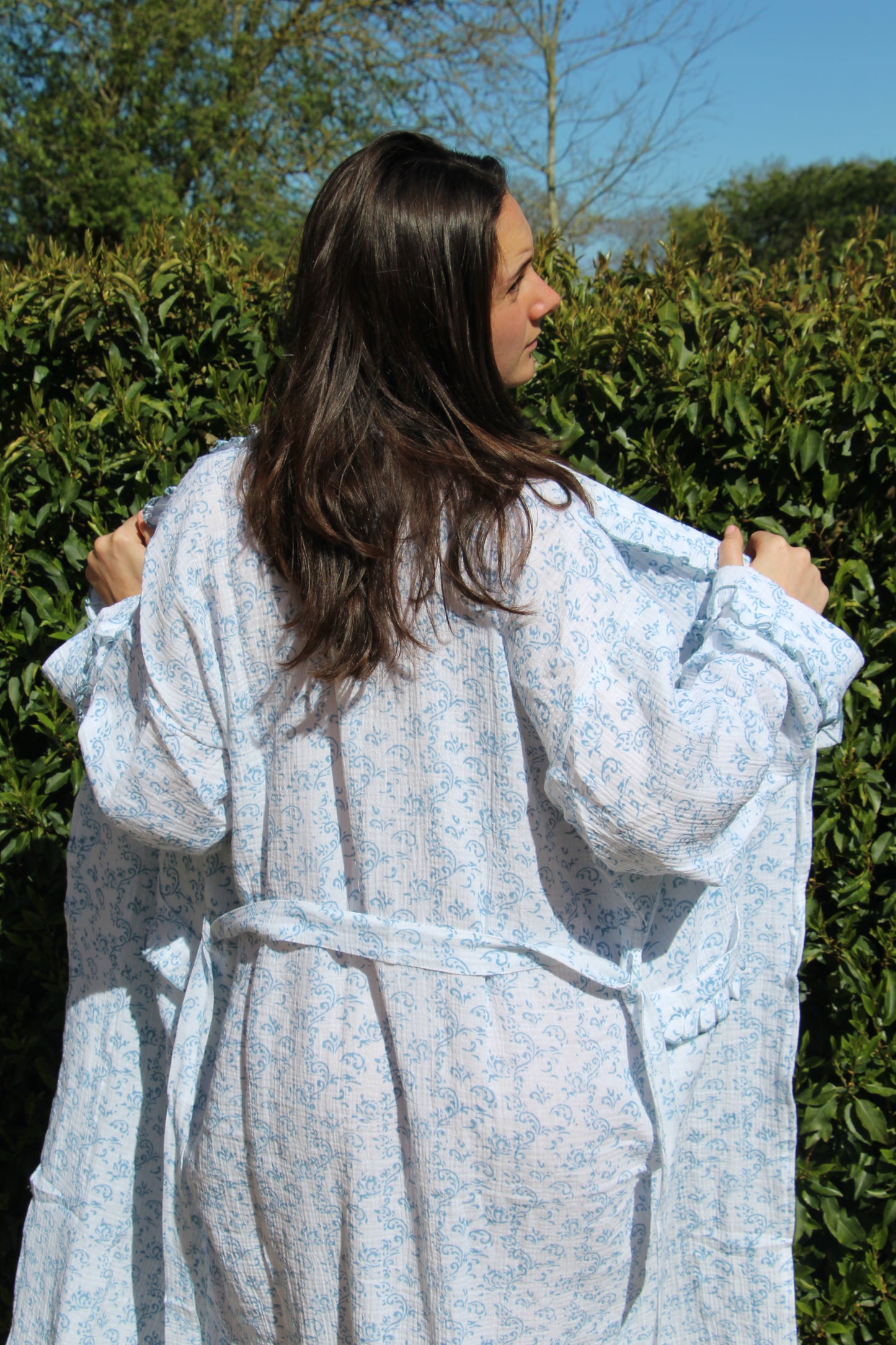 Paisley Blue Muslin Dressing Gown