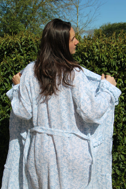 Paisley Blue Muslin Dressing Gown