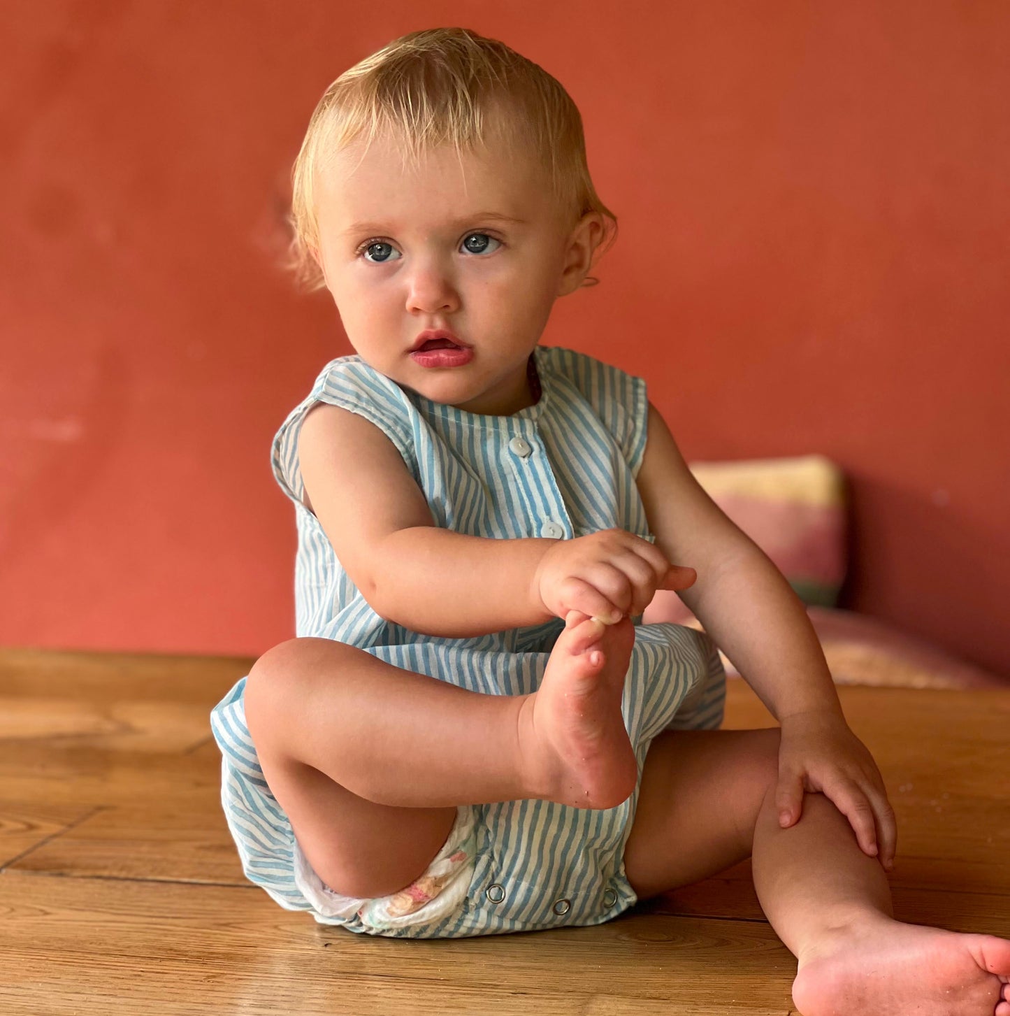 Blue Stripe Romper