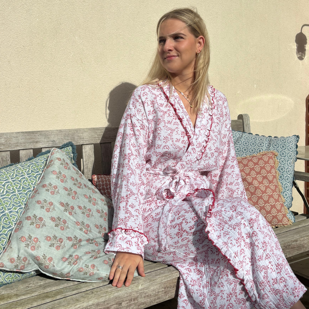 Red Paisley Muslin Dressing Gown