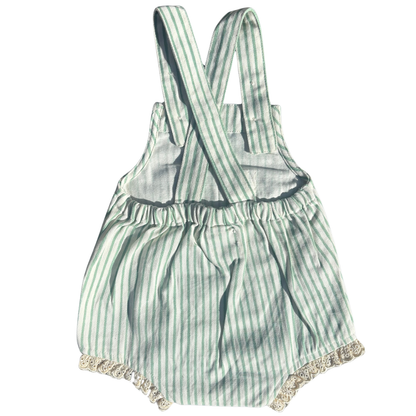 Green Stripe Romper