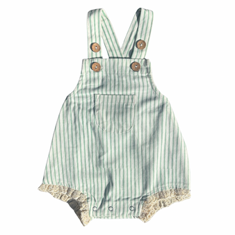 Green Stripe Romper