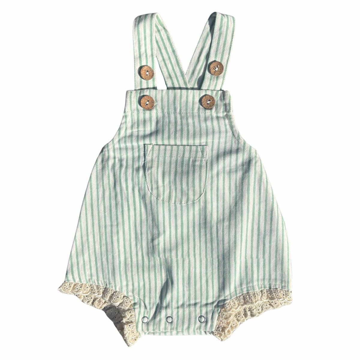 Green Stripe Romper