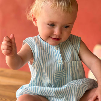 Blue Stripe Romper