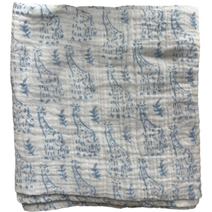 WooWoo Muslin Swaddle - Blue Giraffe