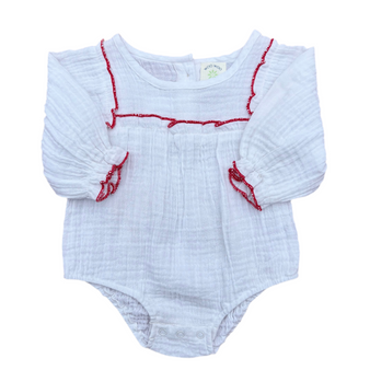 Muslin Cotton - Red Ruffle Romper