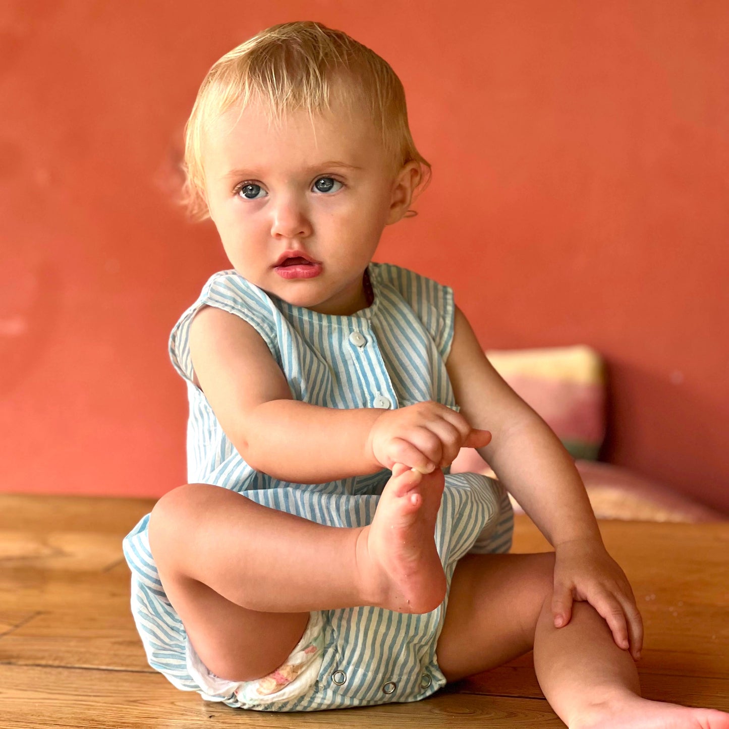Blue Stripe Romper