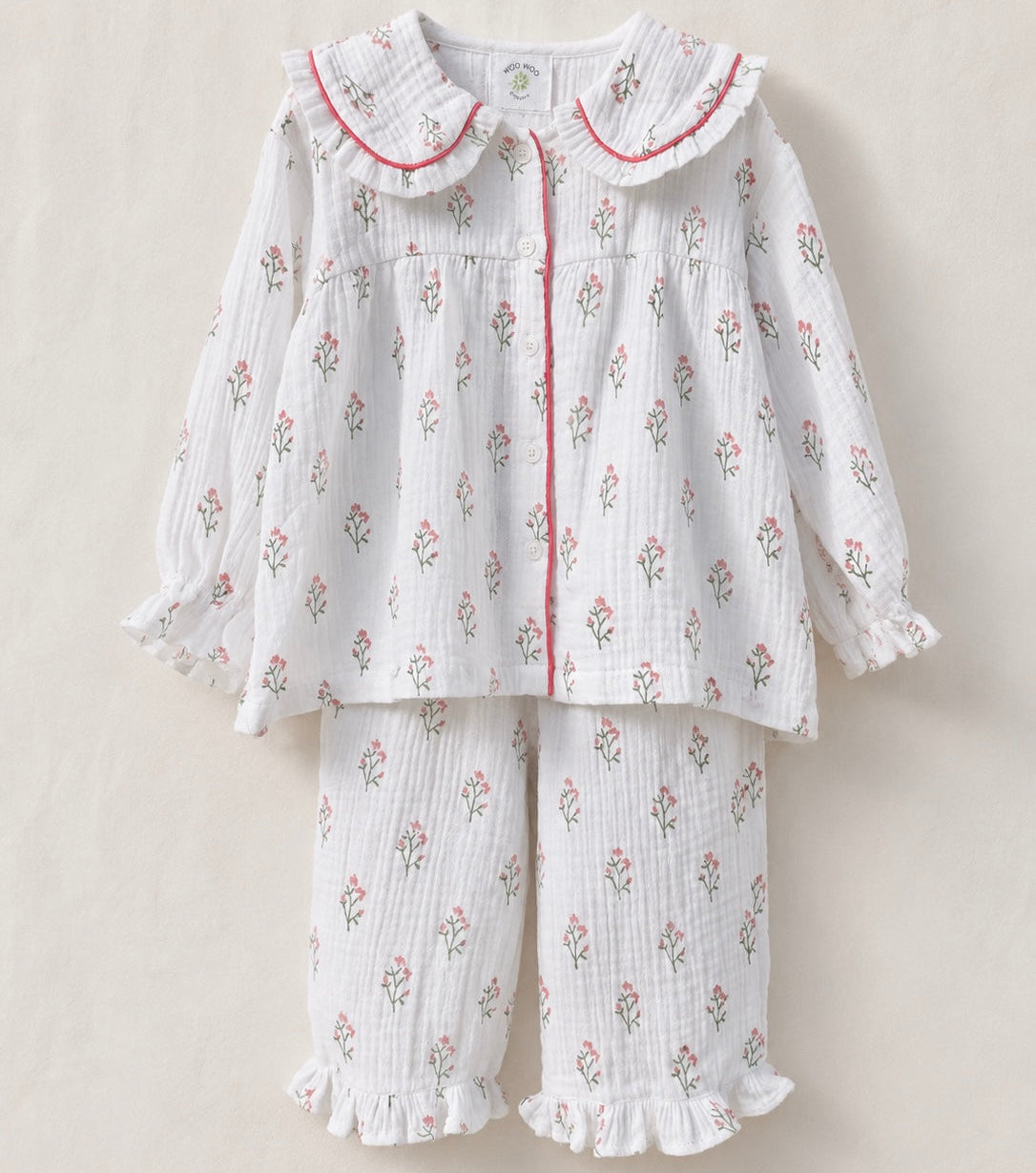 Marnie Pink & Green Kids Muslin Pyjamas