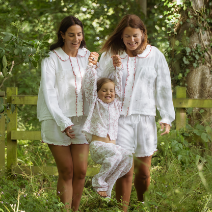 Red Ruffle Short Muslin Pyjamas