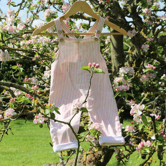 Striped Dungarees Rose Pink